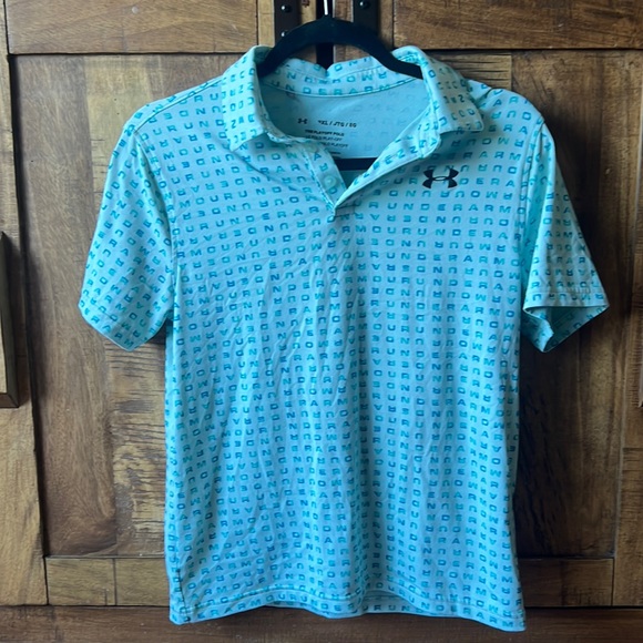 Under armor, teal polo size double extra large kids - Picture 1 of 3
